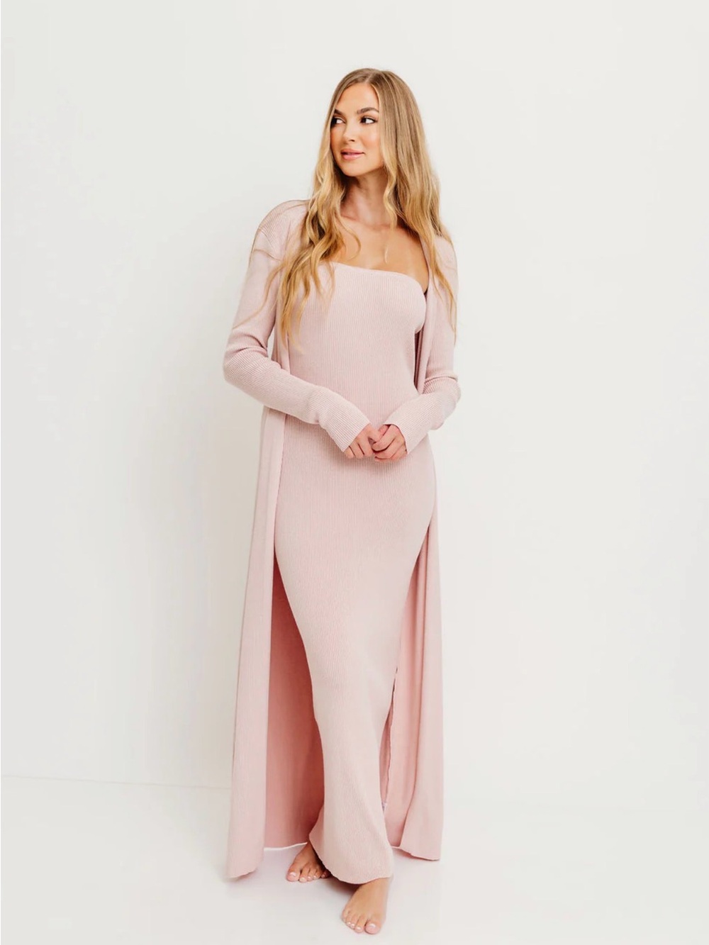 Lina Two Piece Dress Set in Dusty Blush - Bump Friendly